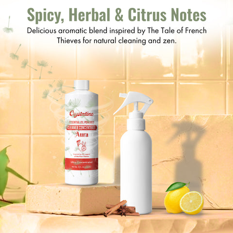 Crystalino Aura | Case of 12 | 16 Fl Oz Cleaner Concentrate | Inspired by the Tale of French Thieves Essential Oil Blend