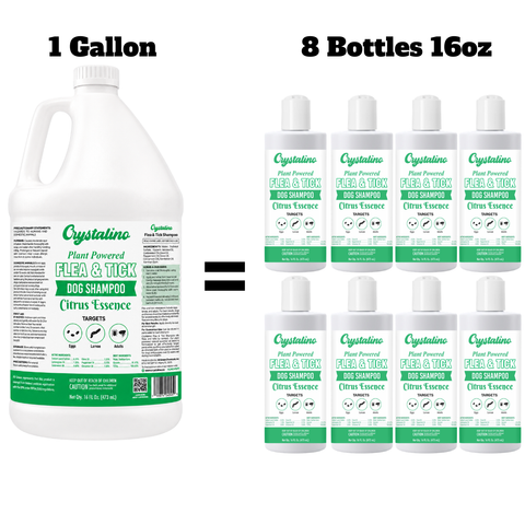 Flea & Tick Dog Shampoo - Citrus Essence (1 Gallon Equivalent); 8-Pack of 16oz Bottles
